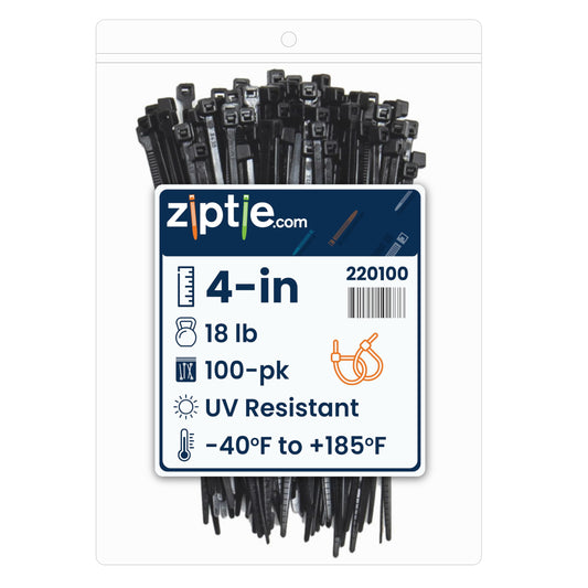 ZipTie.com 4-Inch Black Multi-Purpose Zip Ties - 18-lb Tensile Strength Cord Management - UL 21 Listed Tie Wraps - UV Resistant, Indoor & Outdoor