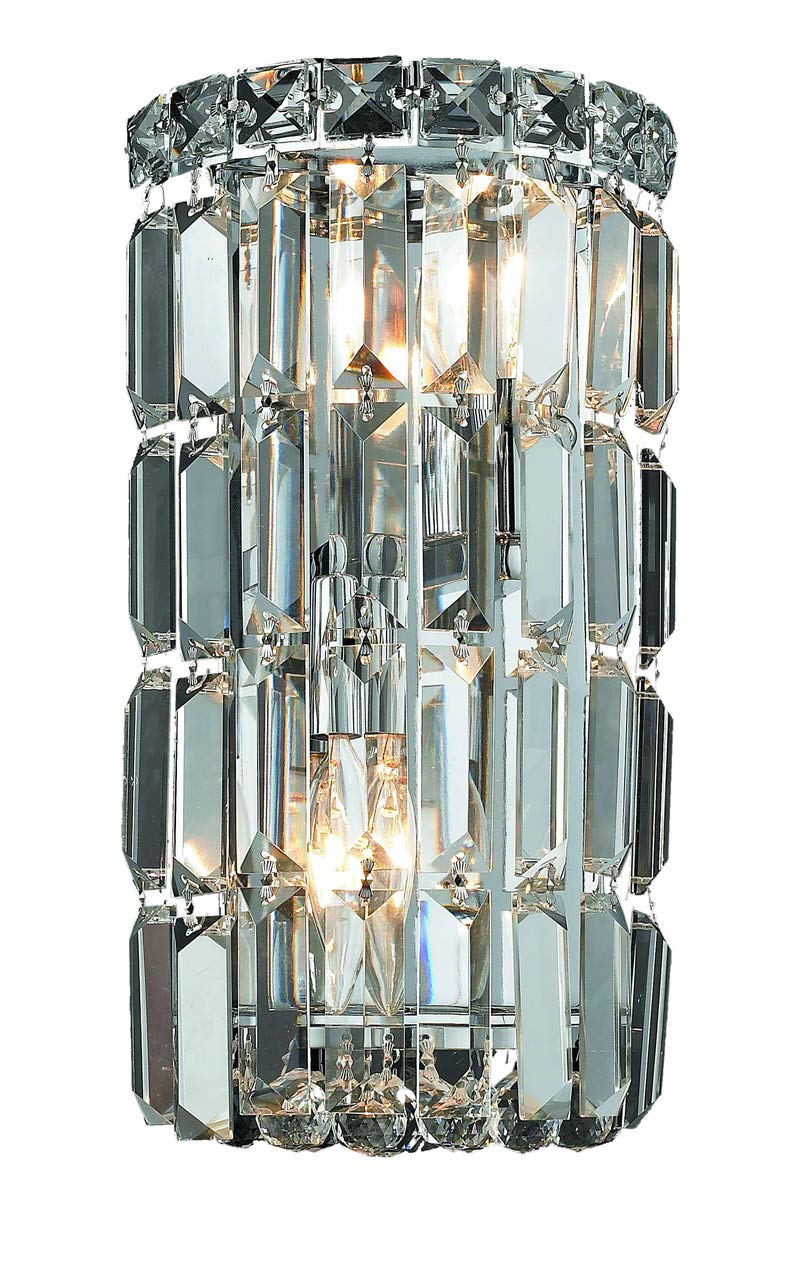 Elegant Lighting Maxim Collection 2030W6C/RC 2-Light Wall Sconce with Royal Cut Crystals, Chrome Finish