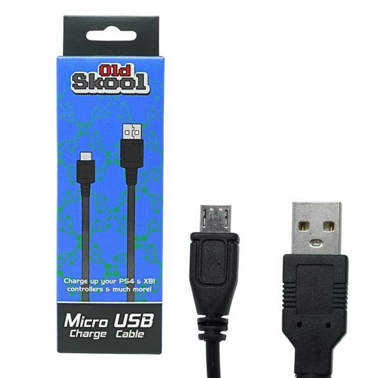Old Skool 15ft PS4 Controller Charging Cable for PlayStation 4 Dual Shock 4