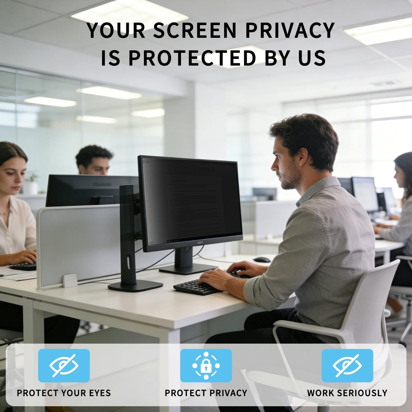 J J-Dream [2 Pack] 20 Inch Privacy Screen for Computer Monitor Blue Light Screen Protector Anti Glare Anti-Scratch Monitor Privacy Shield Screen 20