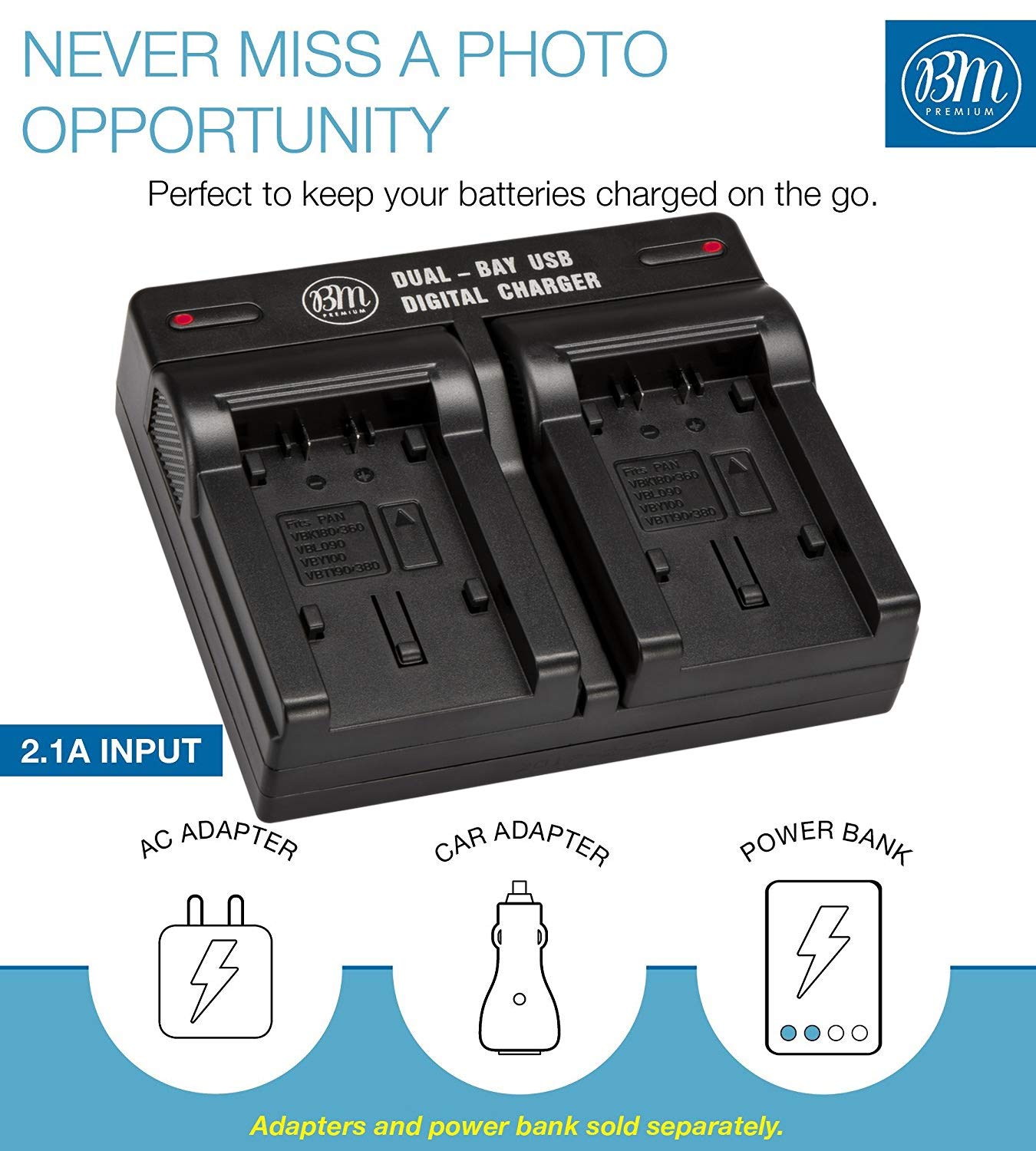 BM Premium 2 VW-VBT190 Batteries and Dual Battery Charger for Panasonic HC-V800K, HC-VX1K, HC-WXF1K, HCV510, V520, V550, V710, HCV720, HC-V750