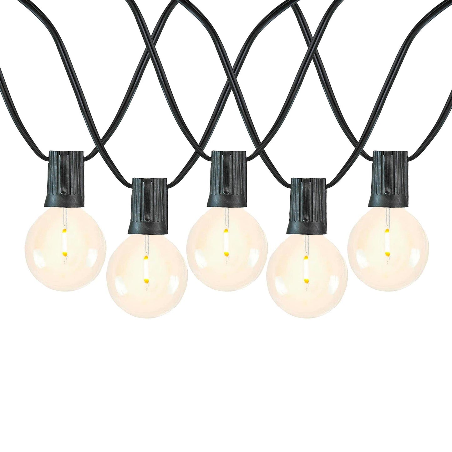 Novelty Lights 50 Feet G50 LED Patio String Light Set with 50 Bulbs, Warm White, Weather Resistant and Shatterproof Replaceable Plastic Globe Bulbs