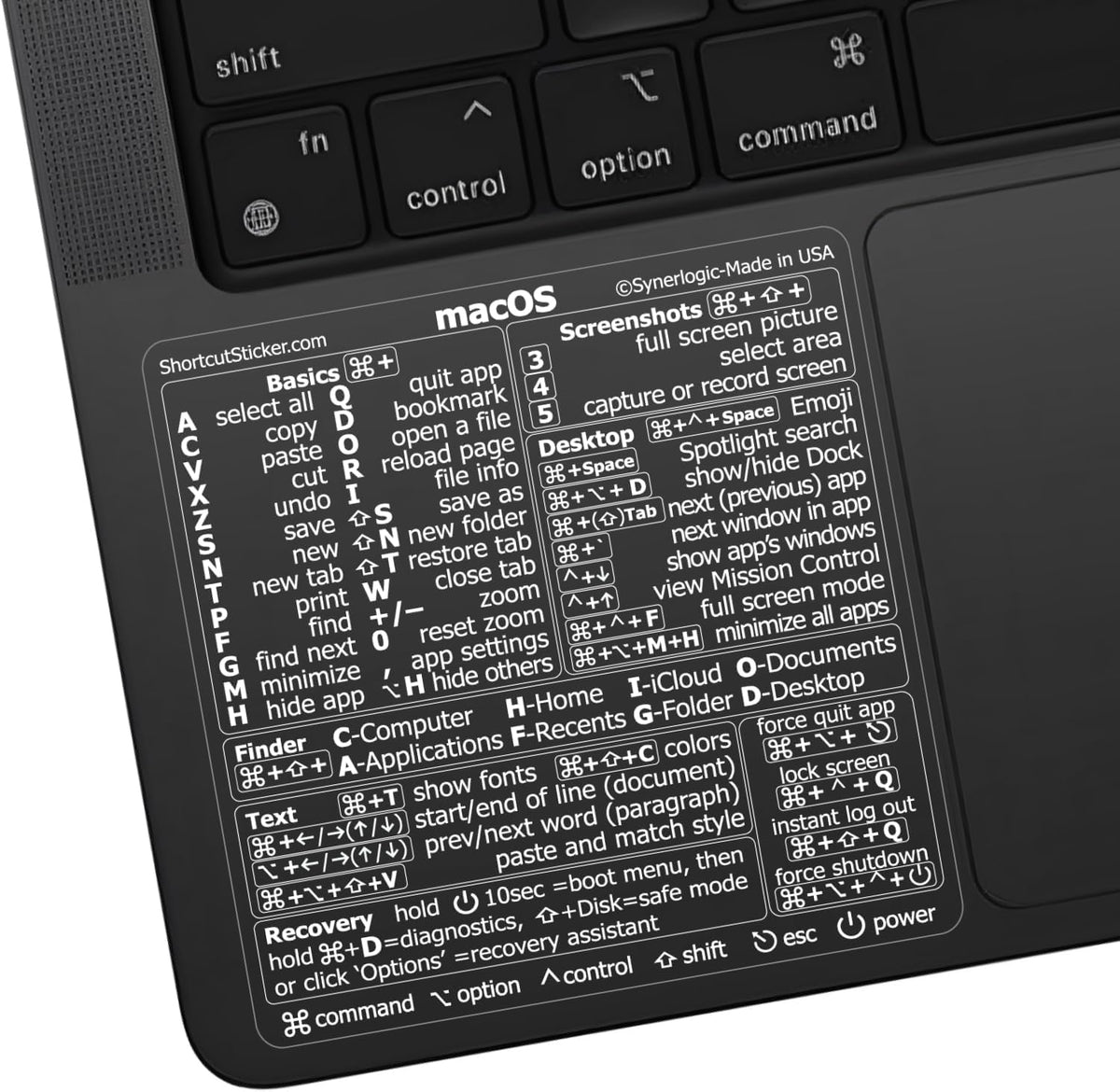 Synerlogic (10pcs) Mac OS Shortcuts Sticker for Air/Pro | Keyboard Stickers for macOS | Laminated Vinyl MacBook Cheatsheet | MacBook Shortcuts 2026