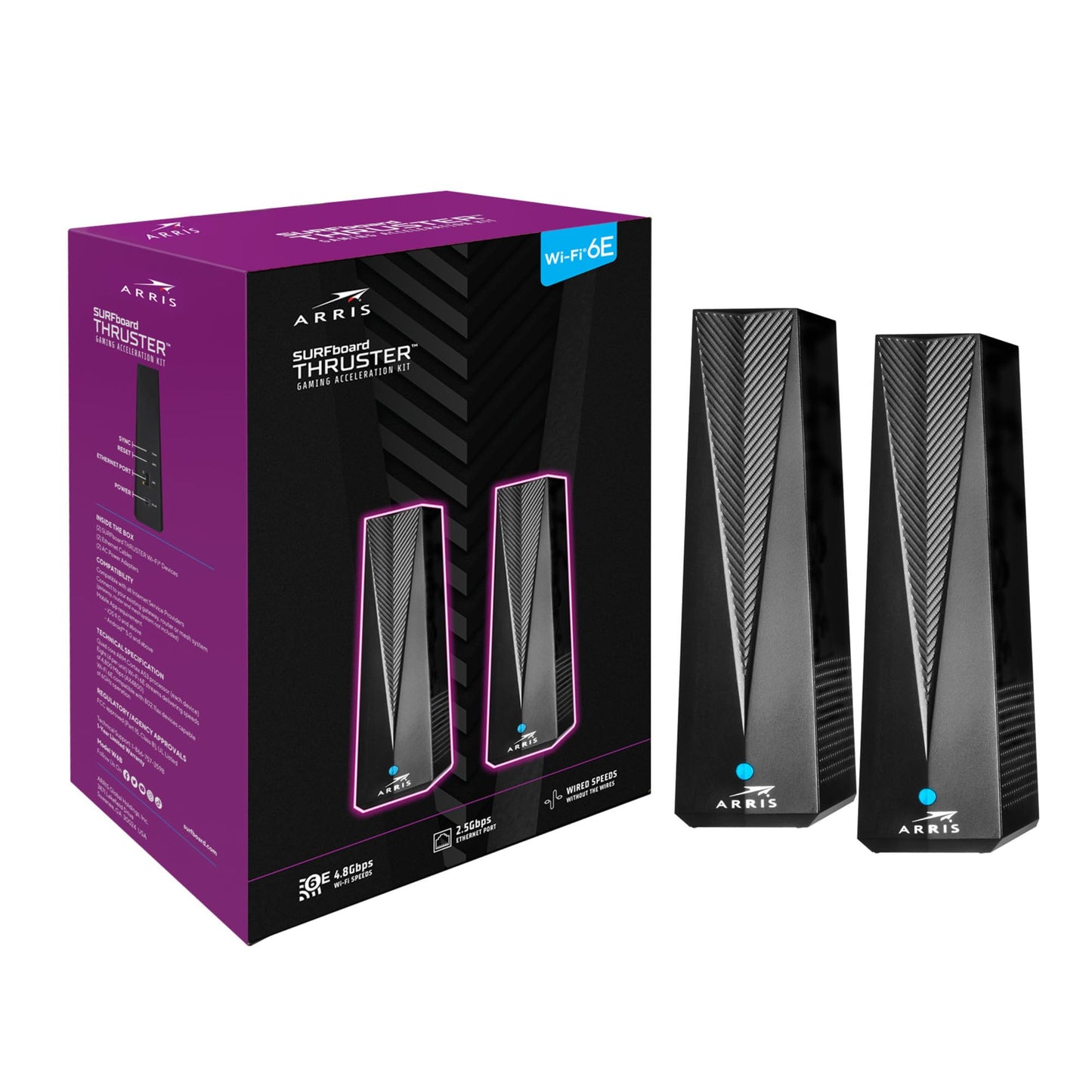 ARRIS Surfboard Thruster Wi-Fi 6E Gaming Router Acceleration Kit W6B | Dedicated 6GHz Band | 2.5 Gbps Port | Works with Any Wi-Fi Router/Mesh System |