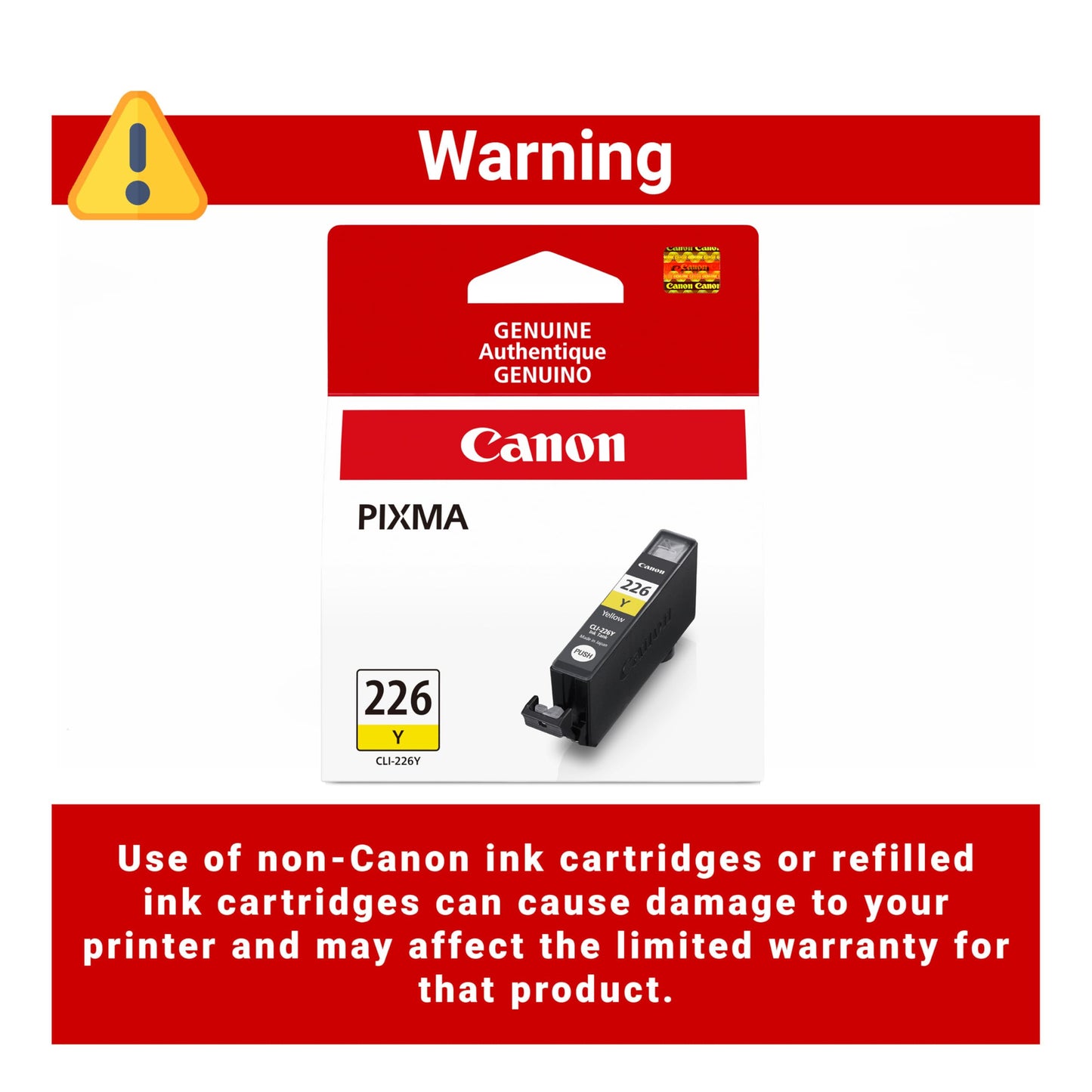 Canon CLI-226 Genuine Yellow Ink Tank, Compatible with iP4820, MG5220, MG5120, MG8120, MG6120, MX882, iX6520, iP4920, MG5320, MG6220, MG8220,
