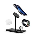 Twelve South HiRise 3 Deluxe, Compact Luxury Wireless Magsafe Charging Stand for iPhone, AirPods and Apple Watch - Includes US Power Supply with 5