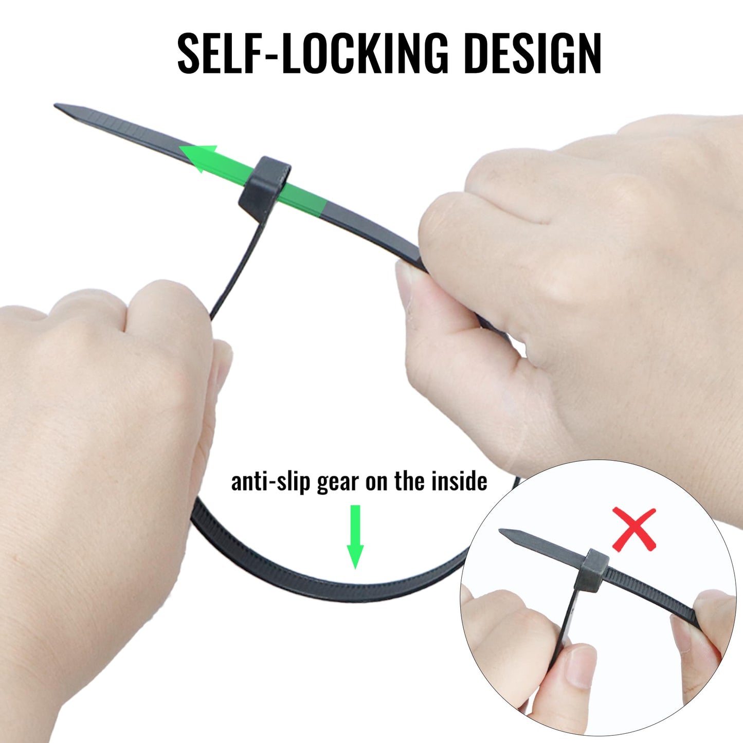 8 inch Zip Ties 1000 Pack, Black Cable Ties with 50lbs Tensile Strength, Self-Locking Plastic Wire Ties for Indoor and Outdoor Use by EMINCOUP