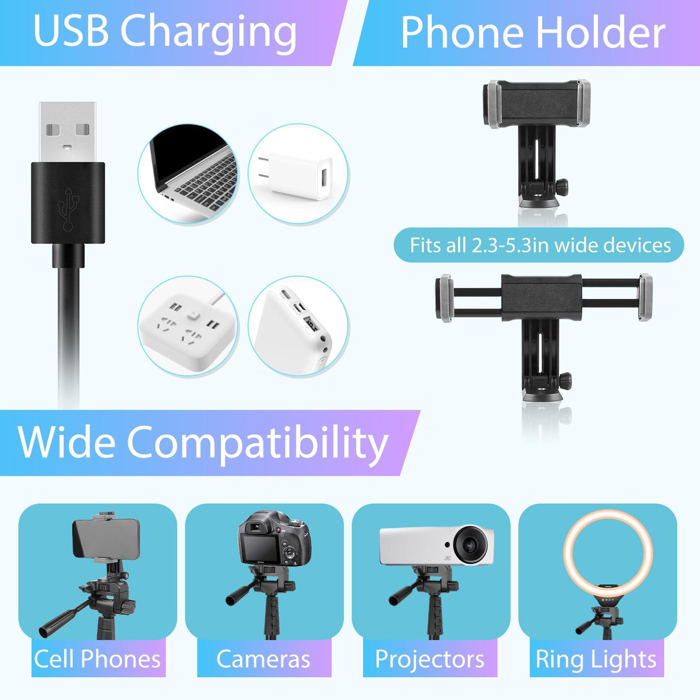 Sensyne 12-inch Ring Light with 67-inch Selfie Stick, Tripod and Phone Holder, Selfie Remote Control Circle Light for Live Stream/Video