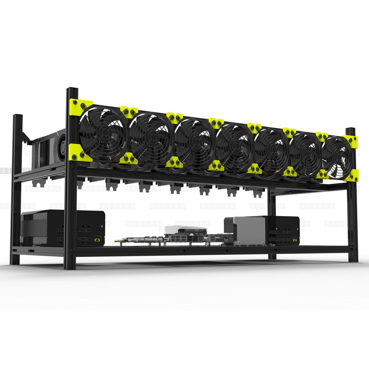 Veddha V3C 8-GPU Mining Case Aluminum Stackable Mining Rig Open Air Frame Case with Fan Mount
