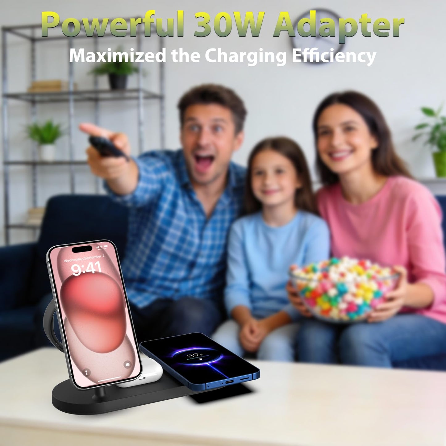 Dual Magnetic Phone Wireless Charger, 30W 4 in 1 Charging Station for Apple Devices, Charging Stand for iPhone 17/16/15/14/13/12 Series, Support