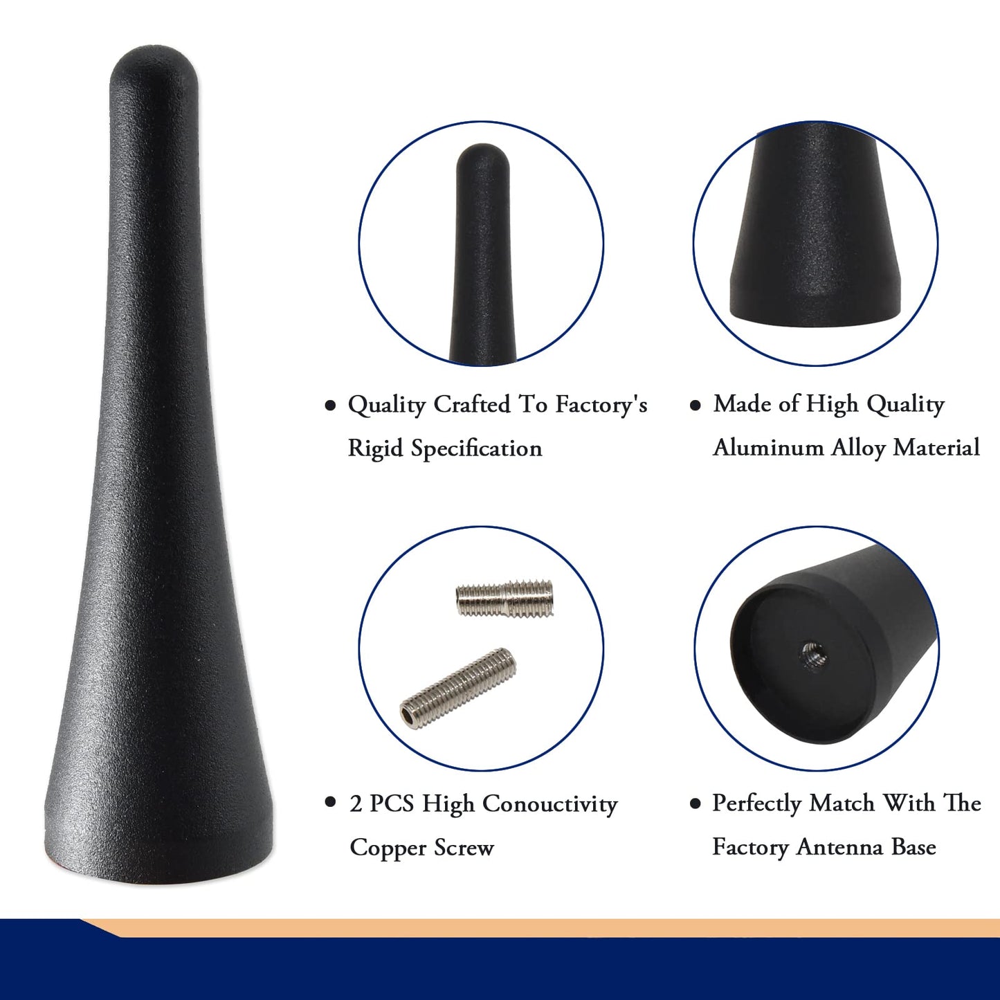 Anina Antenna Mast Replacement 3.8 Inch for 2010-2014 Ford Mustang, 2013-2023 Ford Transit, 2013-2019 Lincoln MKZ AM/FM Radio Stubby Aerial Short