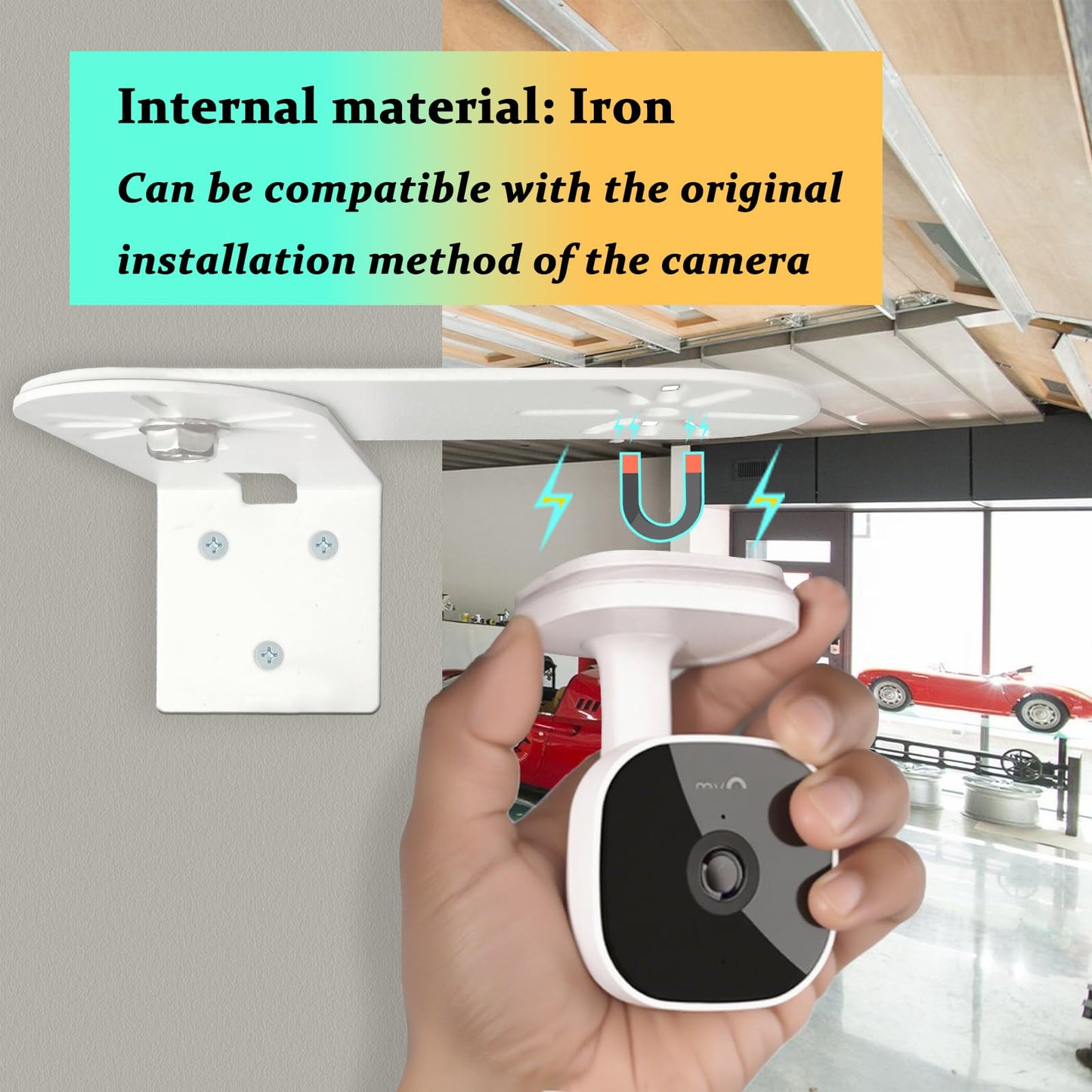 HIGCPTP 2PC Metal Wall Mount for myQ Smart Garage Security Camera, with Two mounting Options, Flexible Positing Your Camera for Better View Angle