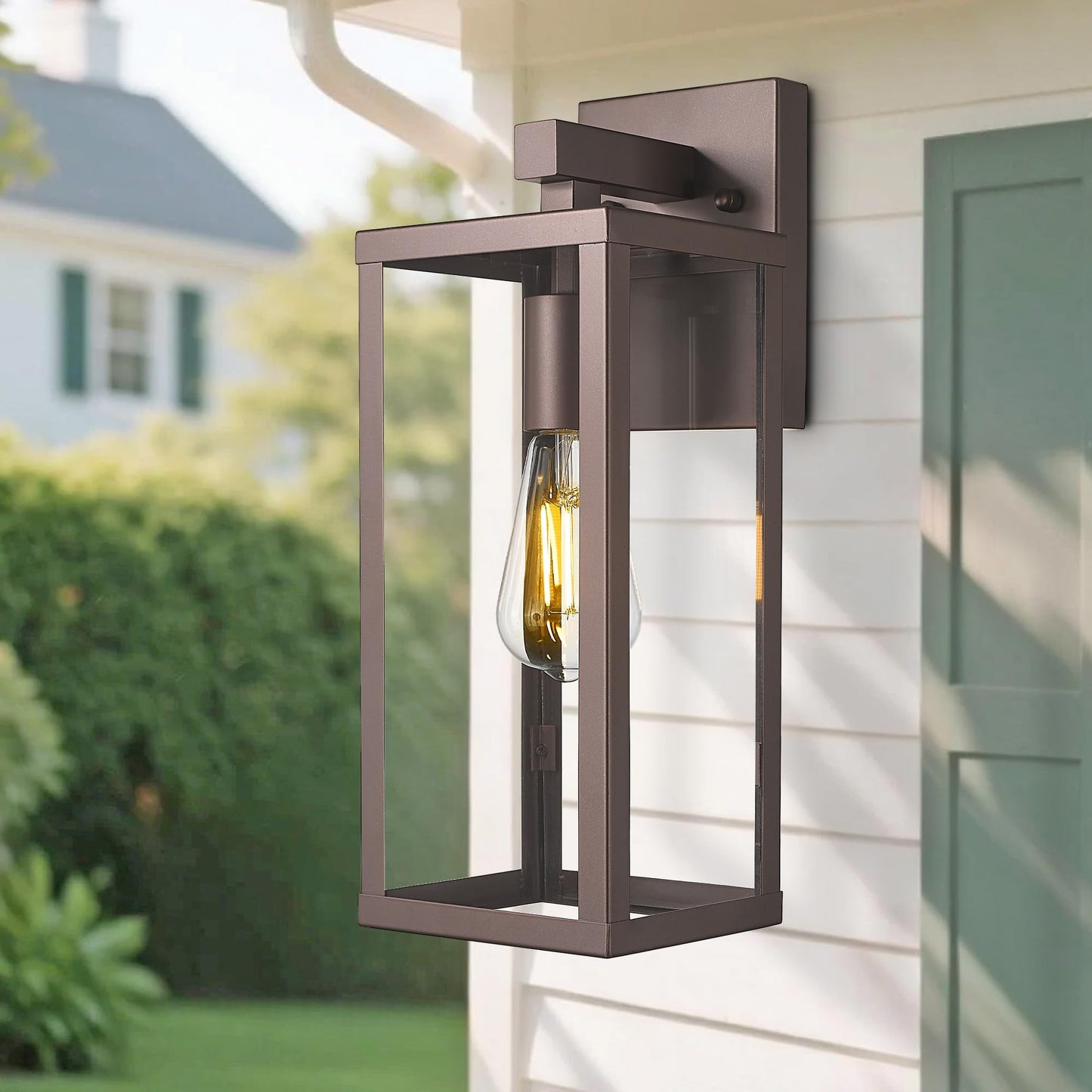 Outdoor Wall Light with Clear Glass, Anti-Rust Exterior Wall Sconce, Weather Resistant Outdoor Lantern, Exterior Lighting for Porch, Patio, Garage