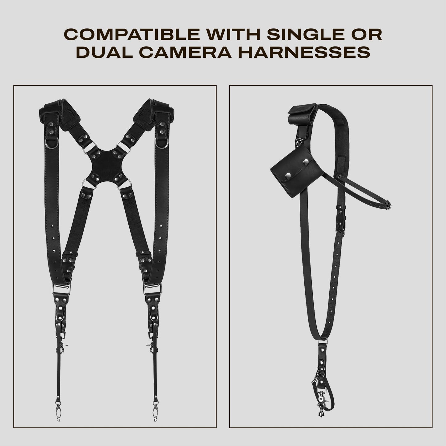 C Coiro Extra Attachments Single and Dual Camera Harness for Camera Bag, Sling Bag, Pouch, Lens Case Perfect Photography Accessories for Leather