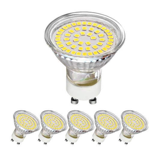 CQTLED GU10 LED Light Bulbs 5W,Daylight White 6000K 500LM,110-220V,120°Wide Angle,Replaces 50W Halogen Lamps,GU10 Bulb LED Recessed Track Light Bulb,6