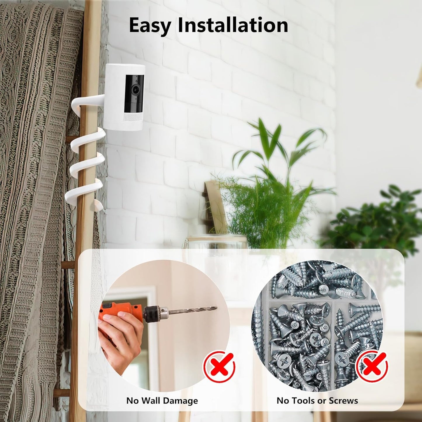 Haoyou Universal Flexible Twist Mount Bracket for Ring/Blink/Wyze/Eufy/Arlo/Google Nest and Other Security Cameras (White)