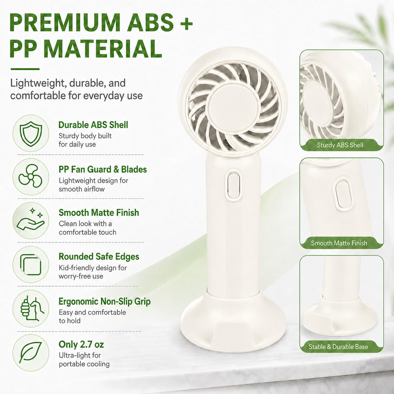 AURAELOS 6 Pack Mini Fans, USB Rechargeable, Wedding Favors, Ivory