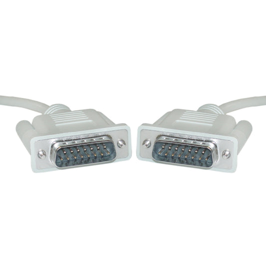 CableWholesale DB15 Monitor Cable, 28 AWG Single Shielded Cord, 15 Pin Male to Male DB15 Male Connector, VGA M/M Cable, Beige, 10 Feet