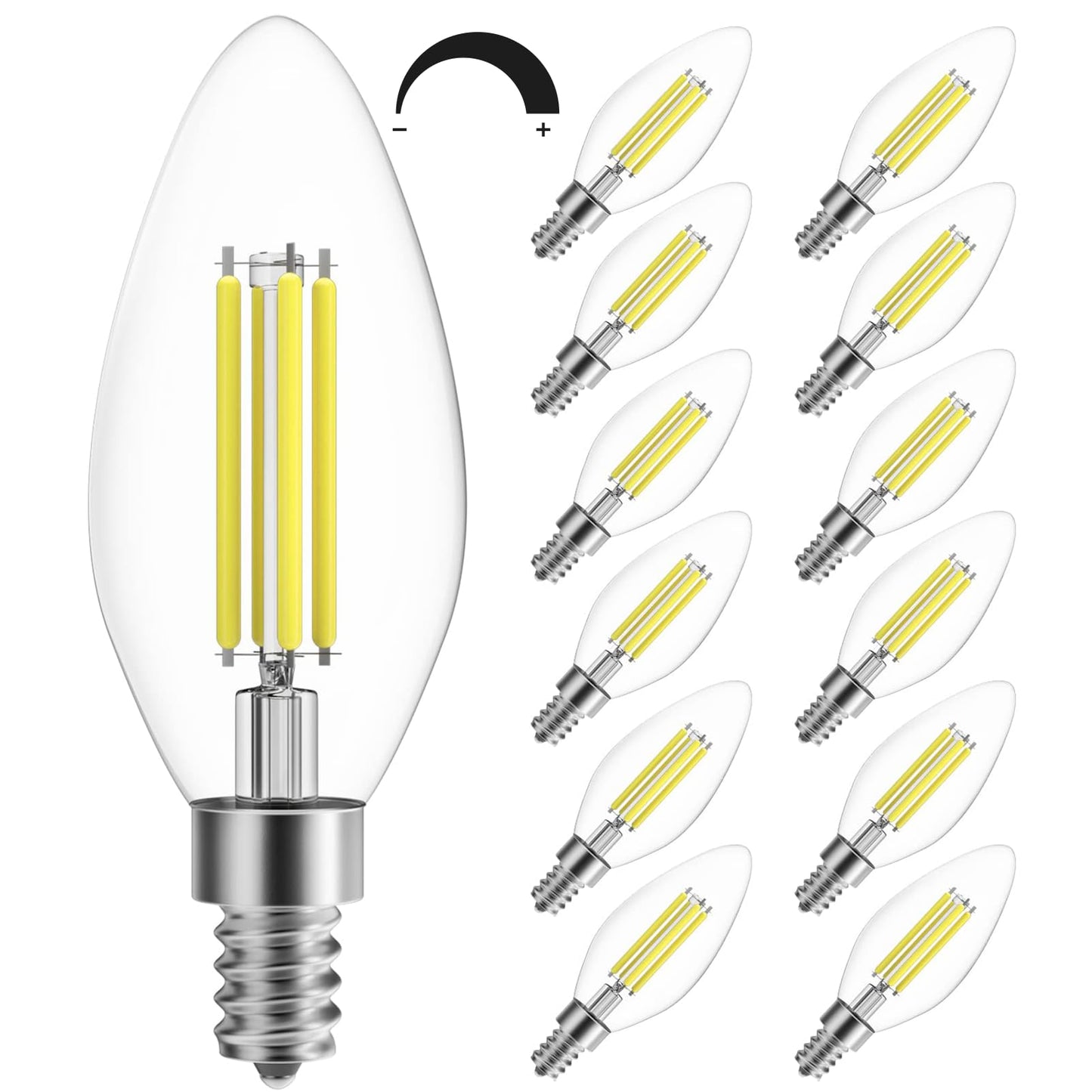 SHINESTAR 12-Pack E12 Candelabra LED Light Bulbs, 60 Watt Equivalent, Daylight 5000K, Dimmable