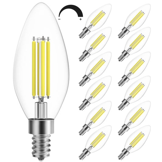 SHINESTAR 12-Pack E12 Candelabra LED Light Bulbs, 60 Watt Equivalent, Daylight 5000K, Dimmable