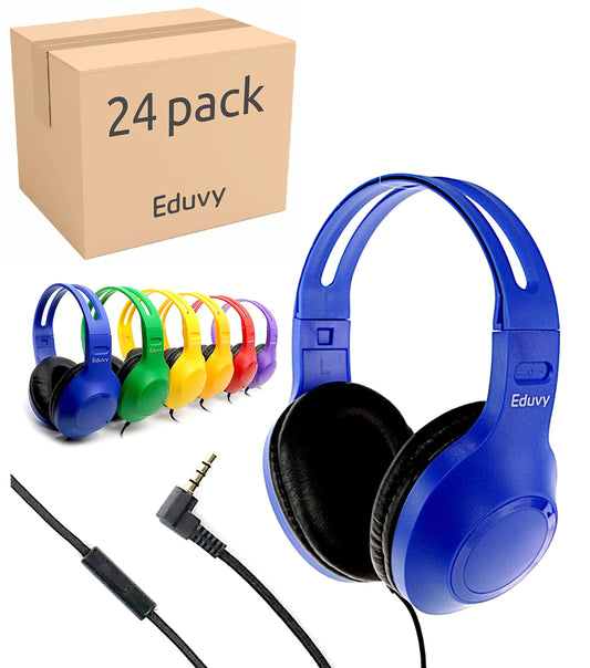 Eduvy Bulk Headphones for Classroom with Microphone, Heavy-Duty School Pack Wired Headphones for Students. Teacher Must Haves Supplies from…