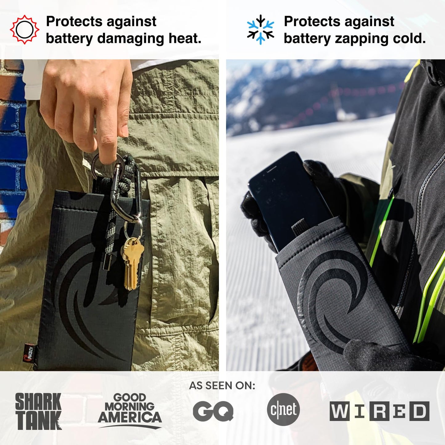PHOOZY Thermal Phone Case - Apollo II Series : Cell Phone Pouch with AGION Lining Prevents Overheating, Extends Battery Life, Provides Drop Protection