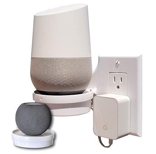 Mount Genie Smart Home Outlet Shelf: Hidden Cord Storage and Extra Custom Short Cords Great for Google Home, Nest, Security Cameras, Smart Speakers