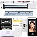 Facial Recognition Access Control System Kit w/5" Screen & 1.3MP Camera, 600lbs Magnetic Lock, Keypad/RFID Entry, AC110V-DC12V Power & Infrared Switch