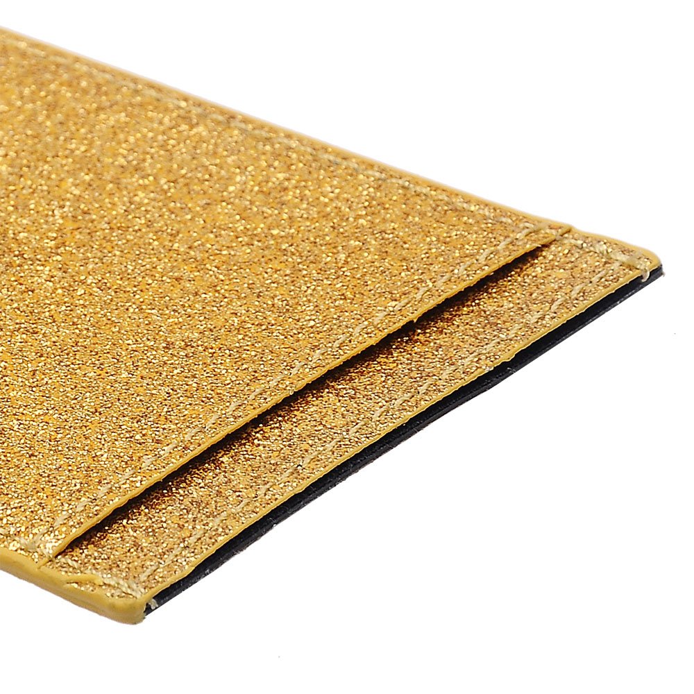 CUBE Stick On - Ultra-Thin Wallet/Card Holder for iPhone/Samsung/LG & More - Golden Glitter