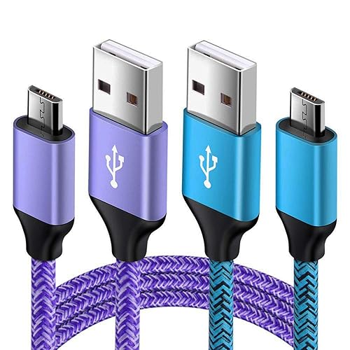 Android Charger Micro USB Cable 2 Pack 6ft Long Braided Cords Fast Charging Compatible for Samsung Galaxy S7 S6 Edge/Active, J8 J7 J3 V, Moto E5 G5 G6