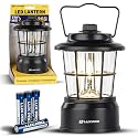 LUXPRO Retro LED Lantern - Battery-Powered Emergency Lantern - Water Resistant - Bright LED Lamp for Indoor & Outdoor Use - Use for Tents, Hiking or