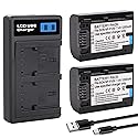 2-Pack NP-FV50 Battery with USB-C Smart LCD Dual Charger for Sony NP-FV30,NP-FV40 Batteries;Sony FDR-AX53 HDR-CX230 HDR-CX220 CX330 CX380 CX455 CX900