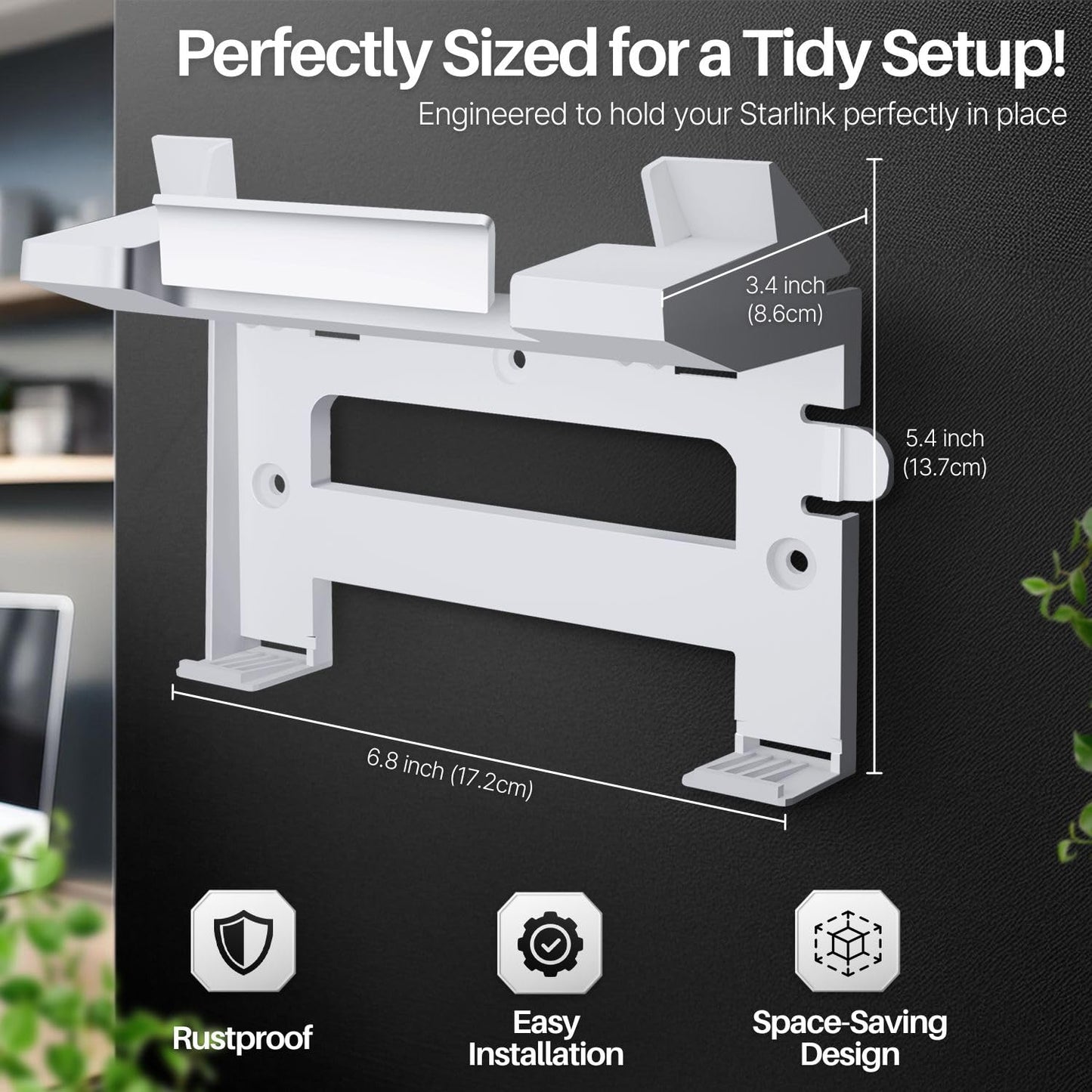 TNP for Starlink Gen 3 Router Mount - Wall Bracket Mounting Kit for Starlink V3 Mesh WiFi Router & Power Supply - 2 in 1 Space Saving Wall Mount