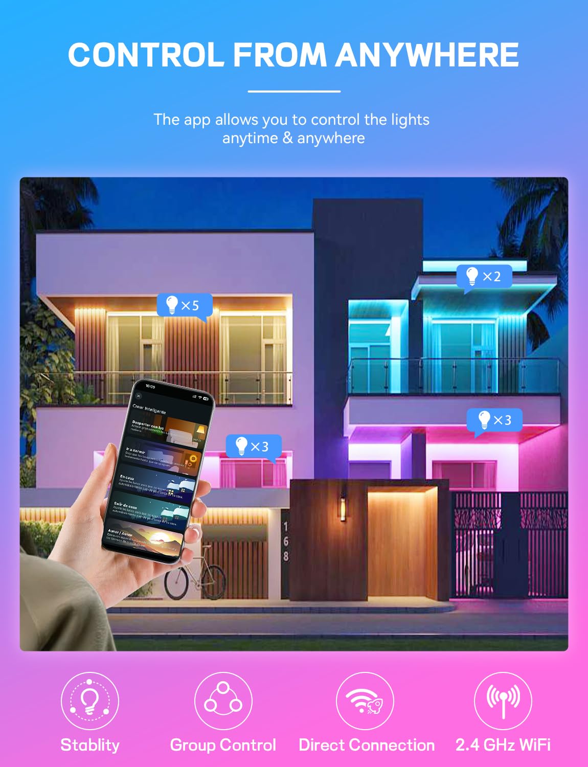 Vanance Smart Light Bulbs, WiFi & Bluetooth 5.0, Work with Alexa Google Assistant, App Control, Color Changing LED Bulb,E26 800LM Dimmable RGB Lights