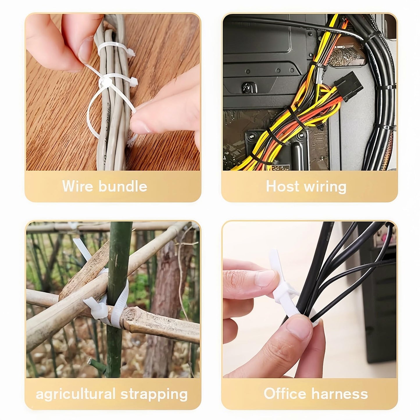 Reusable Zip Ties Nylon 100 PCS (White, 12inch)
