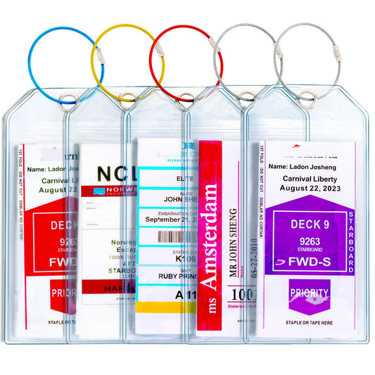 Cruise Ship Essentials for Carnival, Princess, NCL, MSC by JOLLYANTS, Cruise Luggage Tag Holders, Cruise Must Haves Waterproof & Reusable