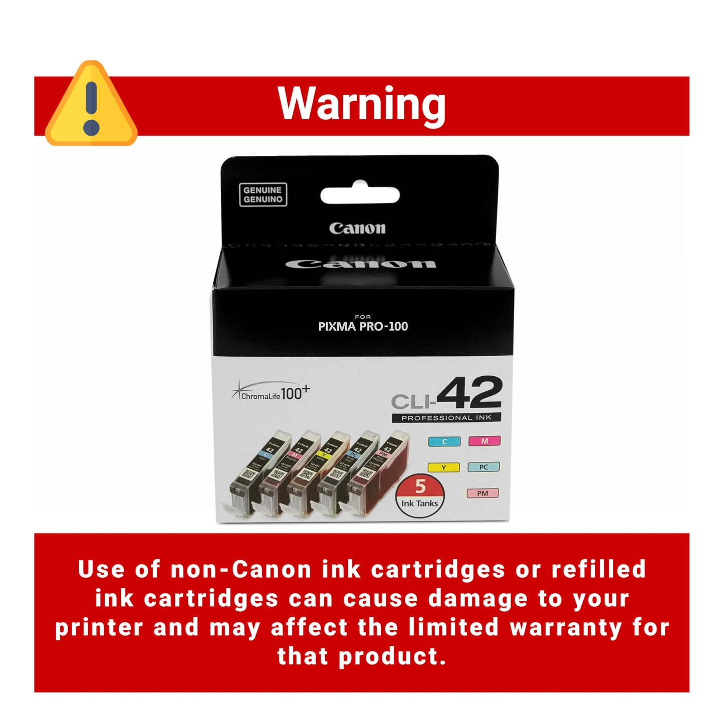 Canon CLI-42 Genuine Five Color Pack, Compatible with PIXMA PRO-100 Printers