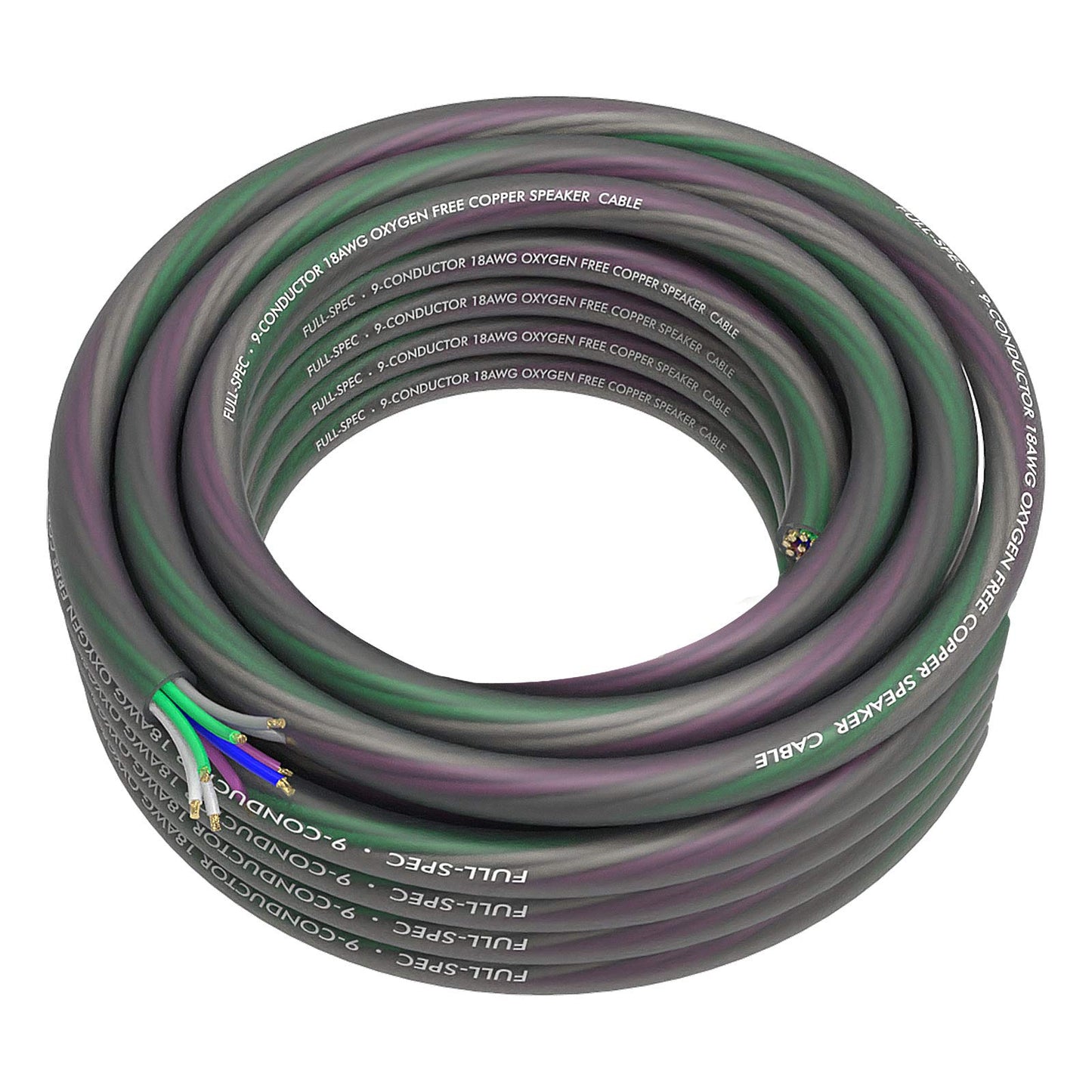 ROCKRIX 20-Feet 9-Conductor Speaker Cable, 18AWG Pure OFC 9 Wire Hiding Speaker Wire Tinned Copper, Ultra-Flex and Easy Peel Matte Jacket Audio Cable