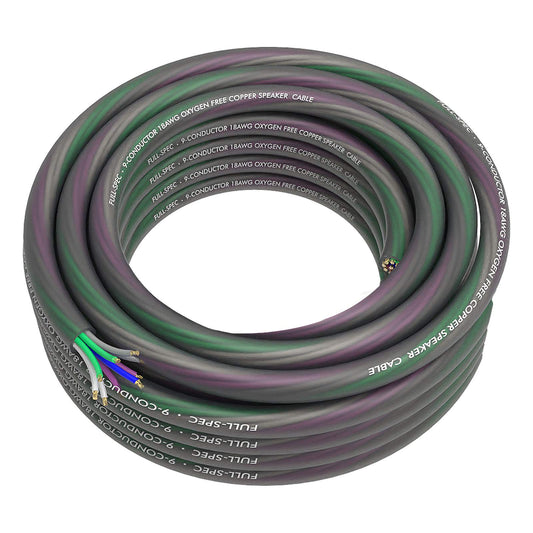 ROCKRIX 20-Feet 9-Conductor Speaker Cable, 18AWG Pure OFC 9 Wire Hiding Speaker Wire Tinned Copper, Ultra-Flex and Easy Peel Matte Jacket Audio Cable