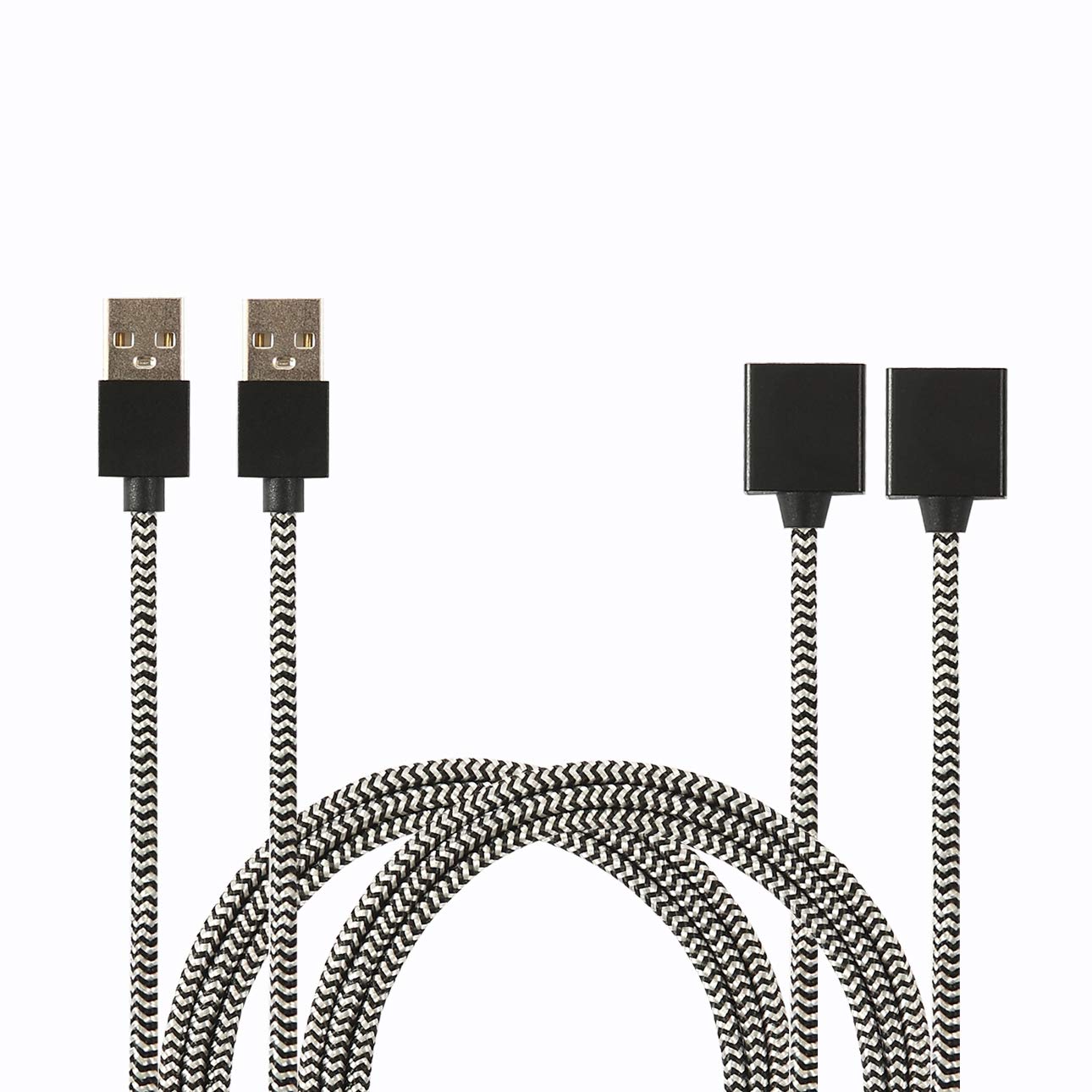 DRX [2 - Pack, 2.6ft ] Nylon Braided Magnetic USB Charger Cable. (Black)
