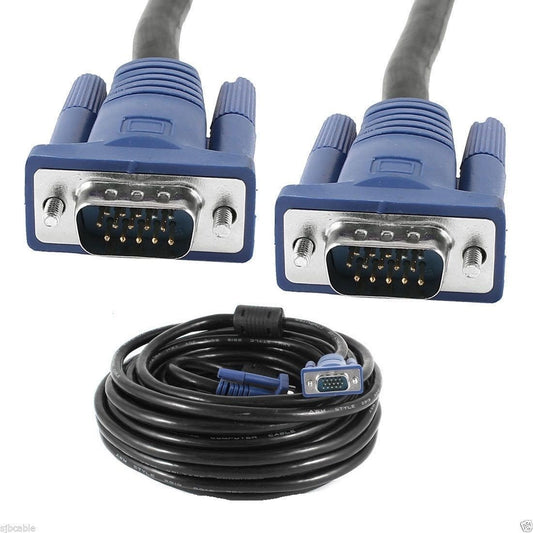 CableVantage HD15 15Pin VGA Male to Male VGA Cable for TV Computer Monitor Blue for TV Computer Monitor Extension Cable Gold Plated DB15 VGA Male