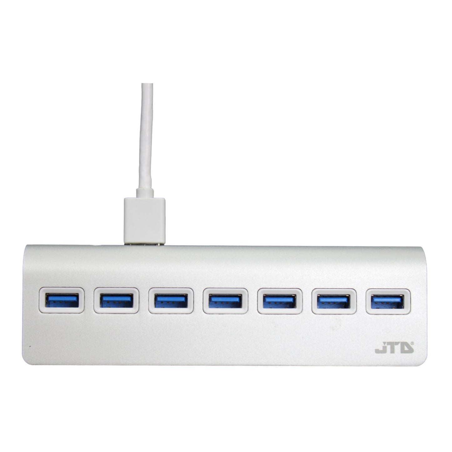 JTD ® USB 3.0 Hub 7-Port Portable Aluminum Charging and Data Hub with 5V 4A Power Adapter 3-Foot USB 3.0 Cable (Silver)