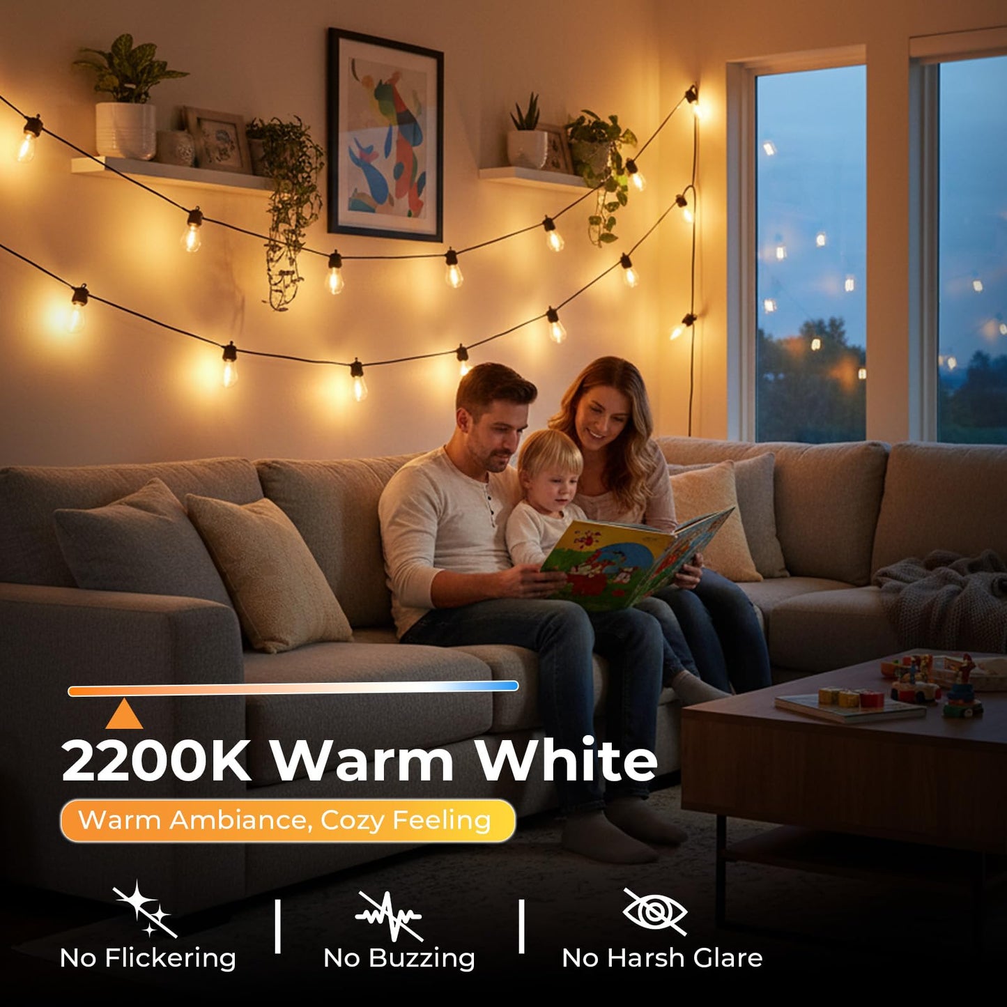 GvvooHome S14 LED Outdoor Light Bulbs, 30 Pack Shatterproof Plastic Light Bulbs for Outdoor String Light, Patio Cafe Decor, E26 Screw Base, Soft White