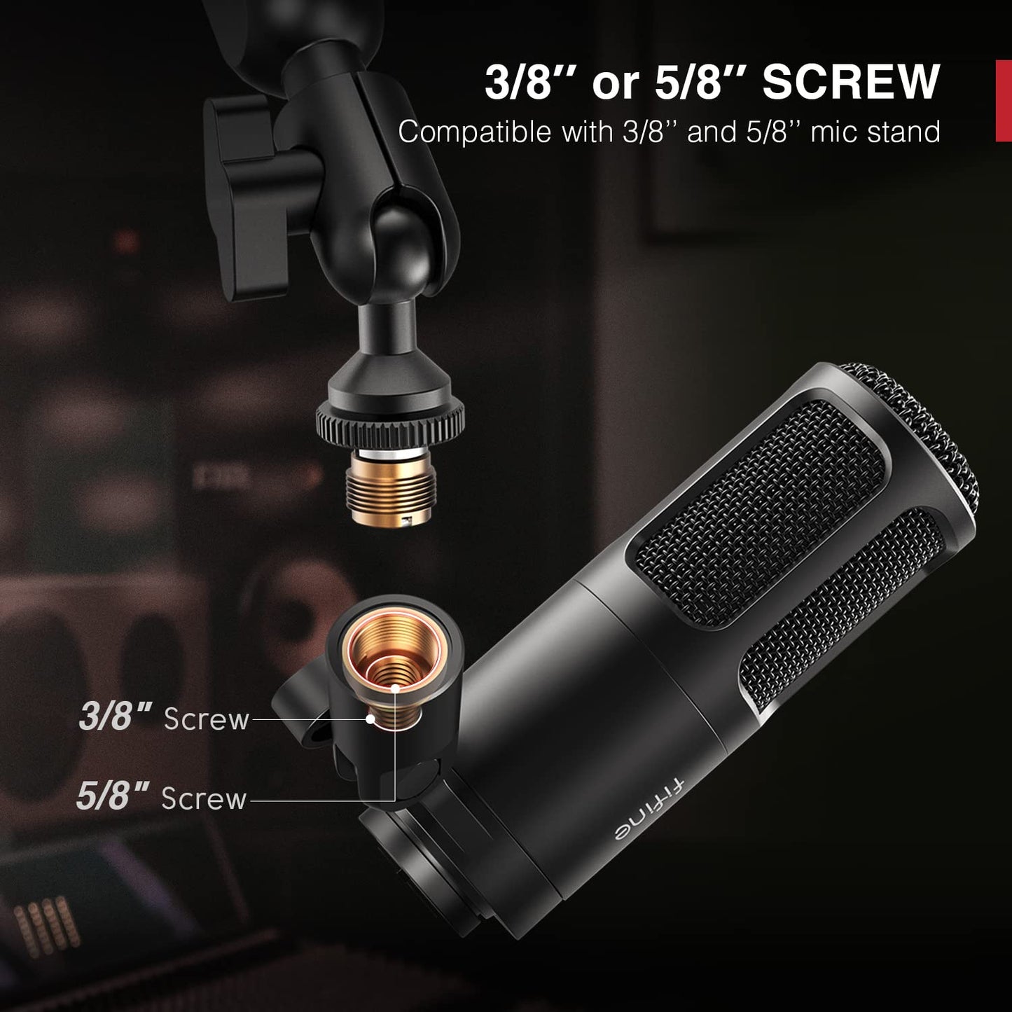 FIFINE XLR Dynamic Microphone, Vocal Podcast Microphone with Cardioid Pattern, Studio Metal Mic for Streaming Voice-Over Dubbing Video Recording