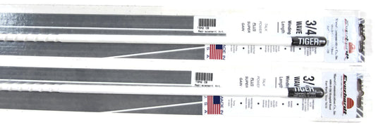Lot of 2 Everhardt TSM2-W 3/4 Wave 2 ft Fiberglass “Super Flexâ€ CB Radio Antenna - White