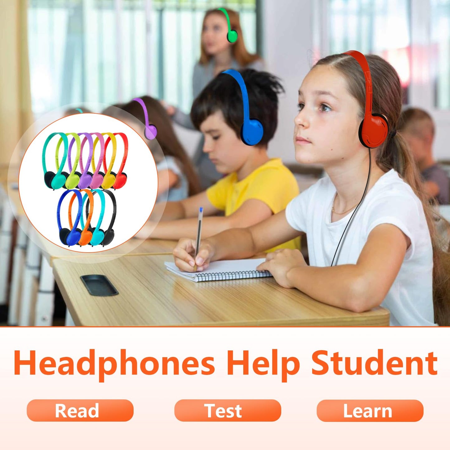 ZNXZXP 30 Pack Class Set Headphones for Students School Classroom Headphones Bulk Over The Ear Adjustable with 3.5 mm Jack for Library, Online Lesson…