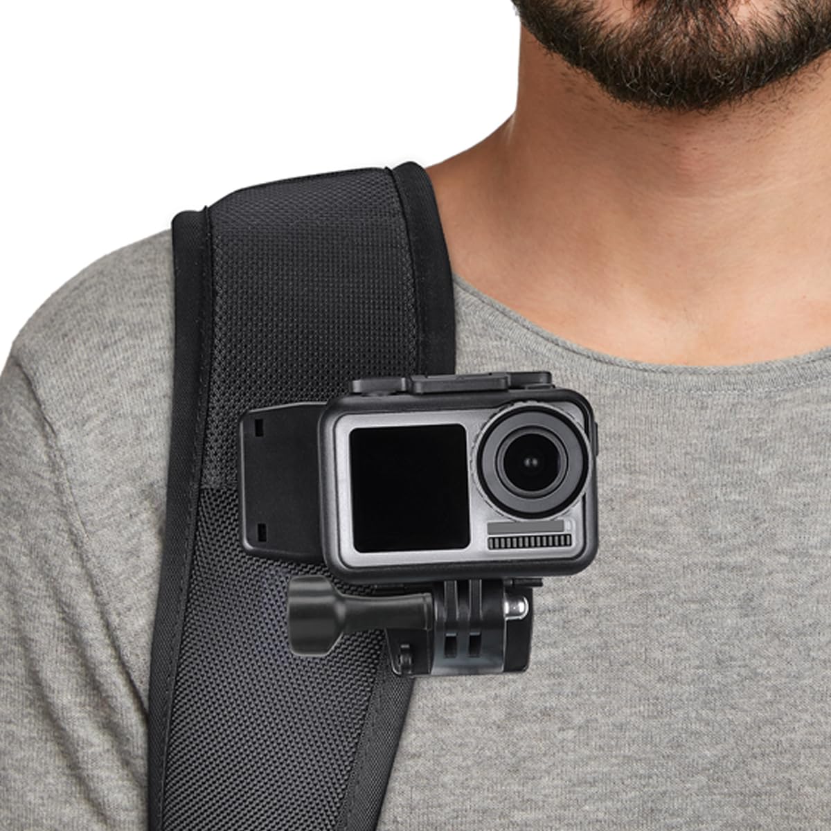 Anti-Slide 360° Rotary Action Cam Sports Camera Quick Clip Backpack Strap Mount Clamp Holder for GoPro DJI OSMO Travel Vlogging