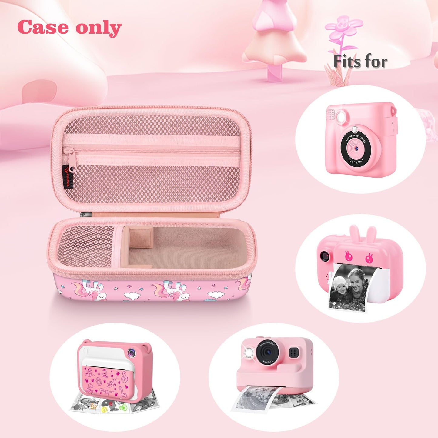 Fintie Kids Camera Case Compatible with ESOXOFFORE, MINIBEAR, Dylanto, GKTZ, Mgaolo, WEEFUN Instant Print Digital Cameras, Hard Carrying Storage Bag