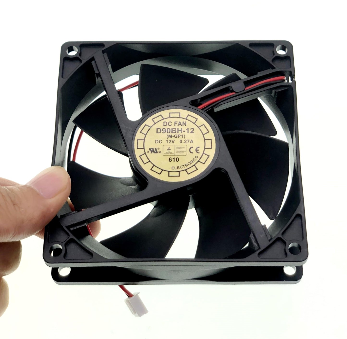 LEYEYDOJX for YATE Loon D90BH-12 Cooling Fan DC12V 0.27A Size:90X90X25MM 3600RPM 55.68CFM 2-Wire Workstation Cooling Fan.