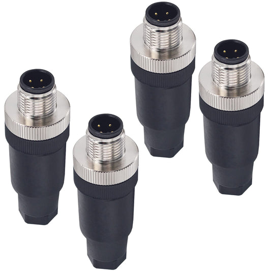Aviation Connector Plugs,Lonlonty 12mm 4-Pin Male Aviation Wire Connector Plug, AC 250V 5A IP67 M12 Chassis Connector Socket,Pack of 4